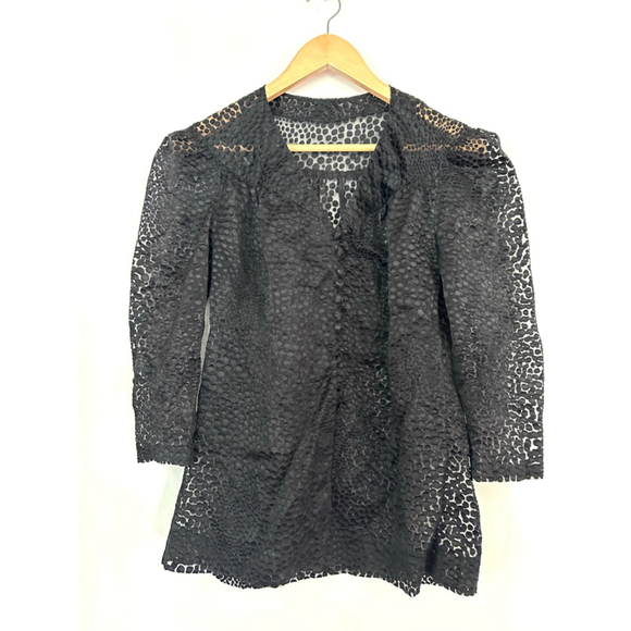 Anthropologie Dresses & Skirts - Organza Boxy Shirt Black wit black dot Blouse top